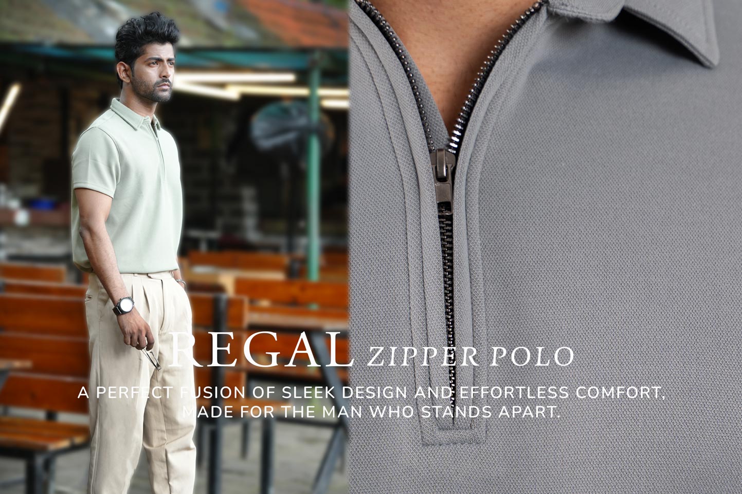 Zipper polo tshirt for men